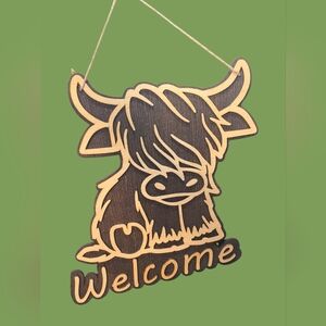You Choose 1 Laser Engraved Highland Cow Welcome Signs